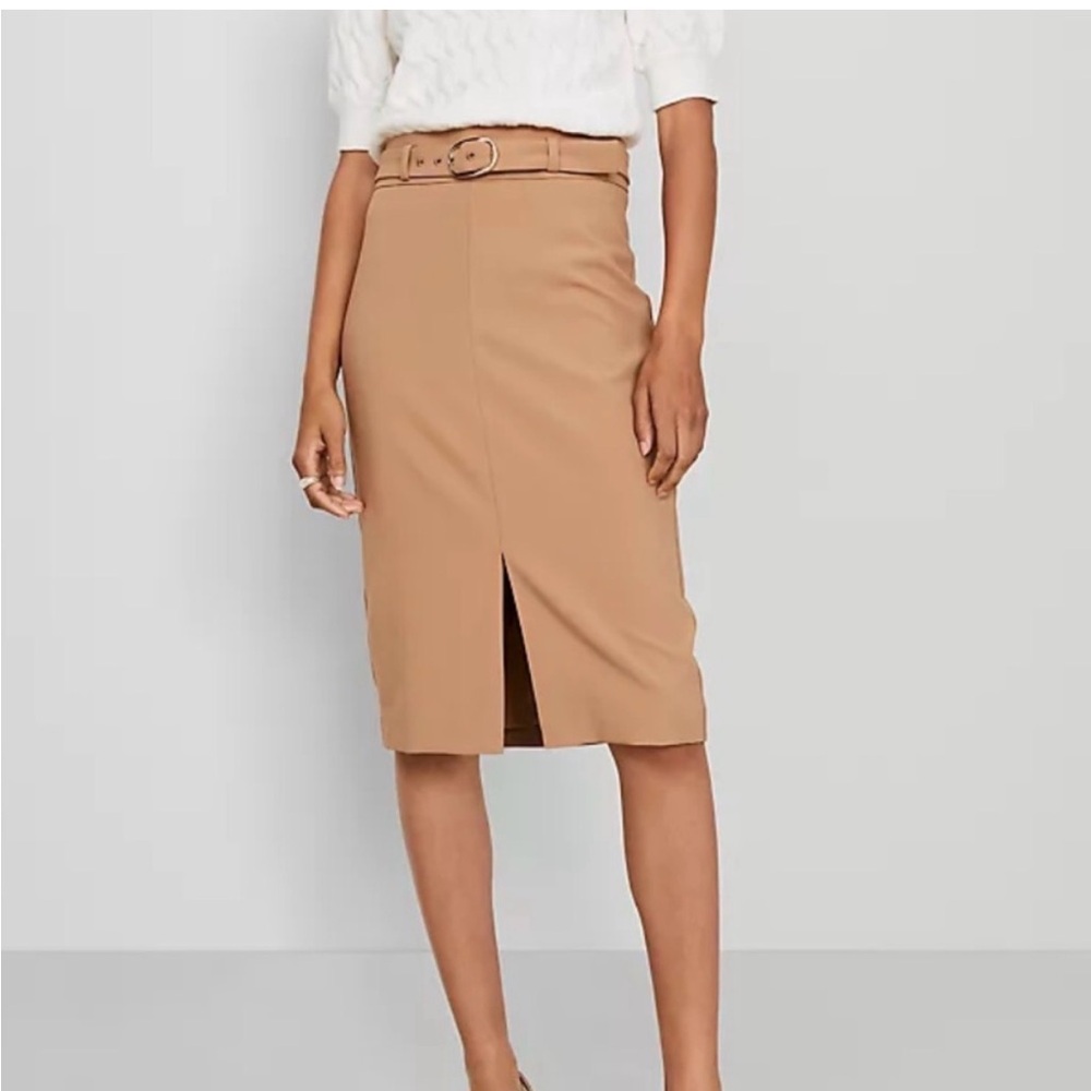 NWT Anne Taylor High-Waist Belted Pencil Skirt with Front Slit- SIZE 6